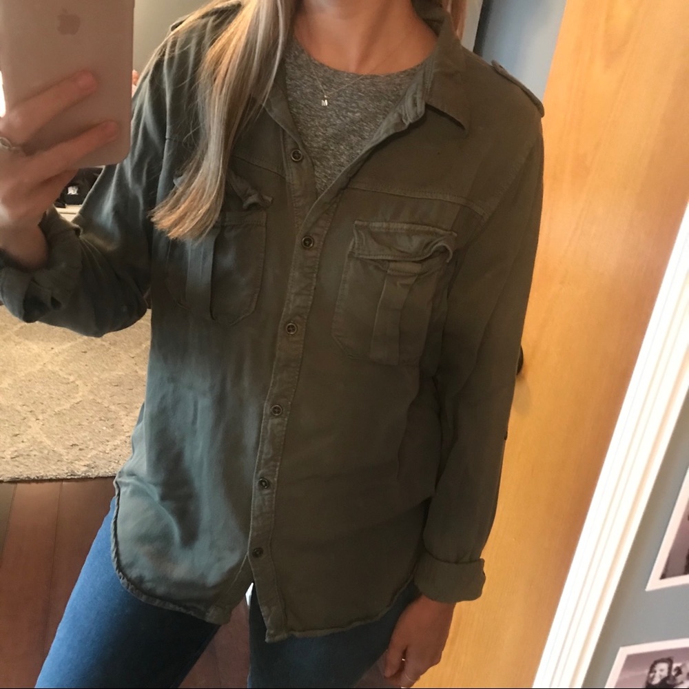Army Green Button Up Shirt - Picture 4 of 8